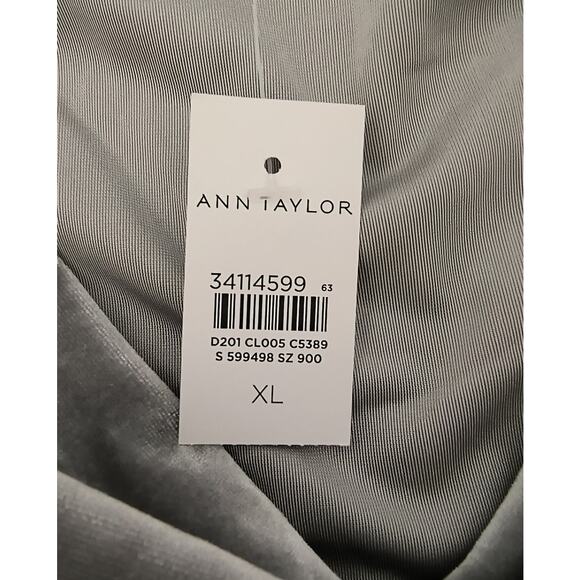 Ann Taylor Crushed Velvet Top Wmn's Sz XL Silver Draped Neck Long sleeve popover - Picture 4 of 10